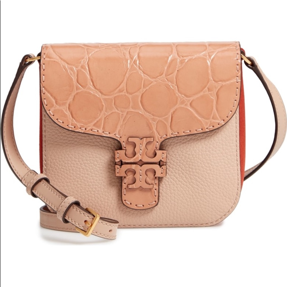 TORY BURCH McGraw Croc Embossed Crossbody Bag